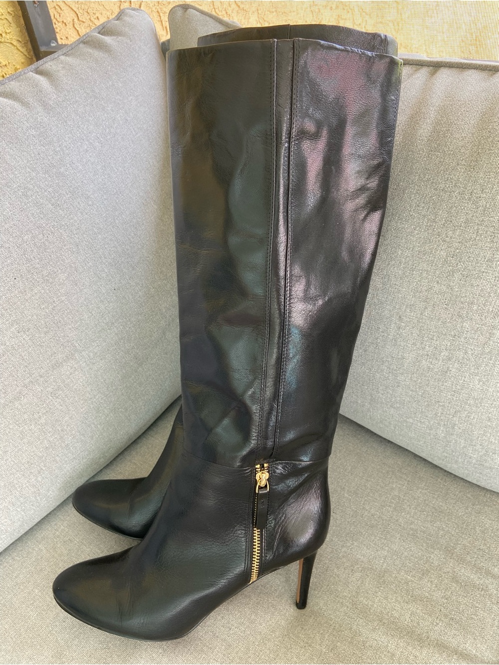 Nine West Black Leather Knee High leather Boots